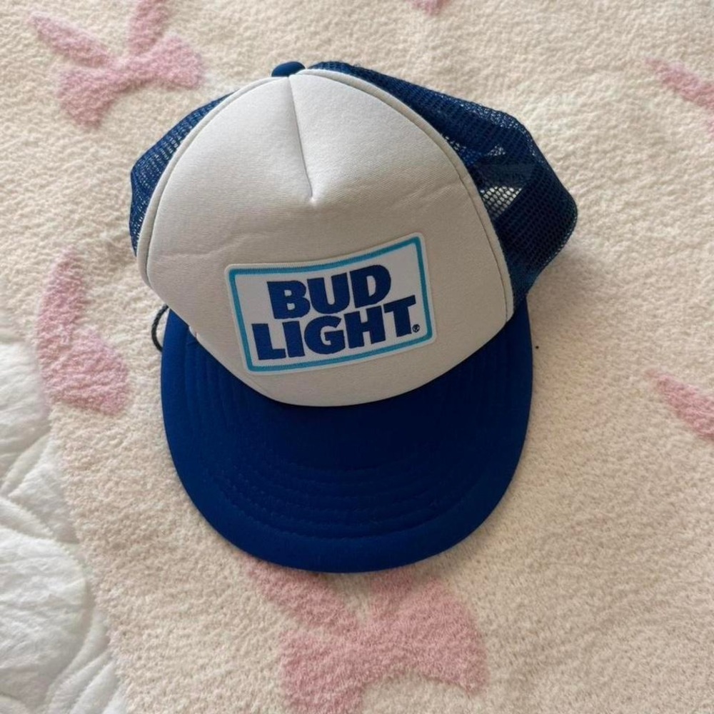 Royal blue and white‎ Bud Light trucker hat